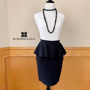 NWT BCBGMaxAzria Malisa Skirt, Bodycon, Bandage, Peplum, Black Size M
